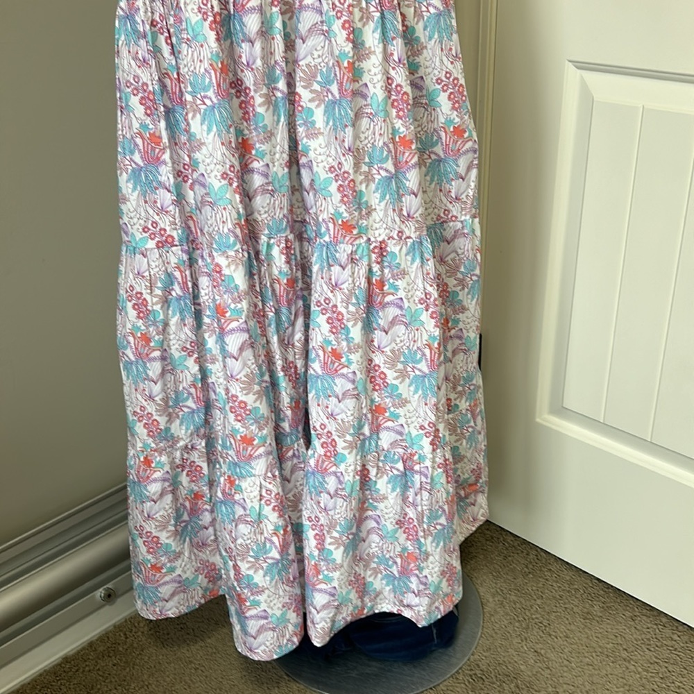 NWT Anthropologie Cotton Floral Halter Belle Maxi Dress Pink Blue White Medium - Picture 3 of 9
